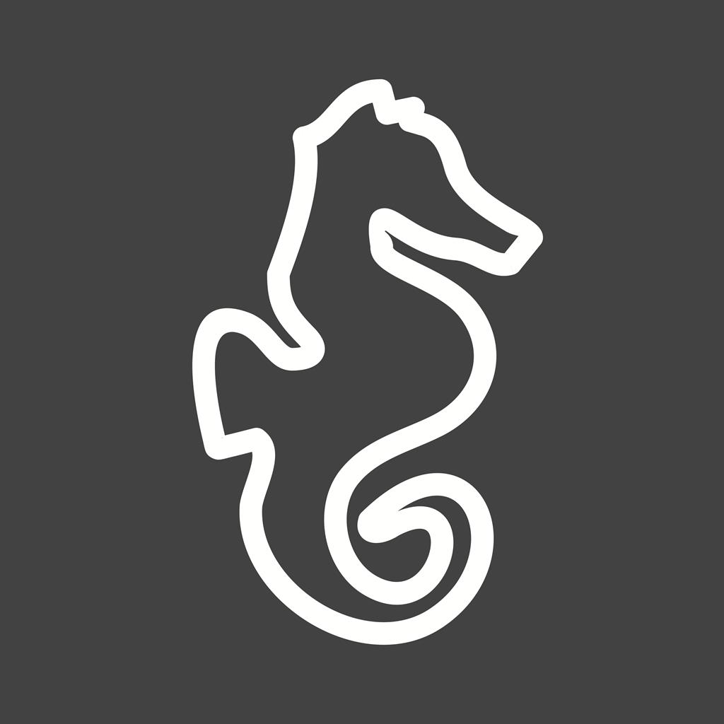 Seahorse Line Inverted Icon - IconBunny