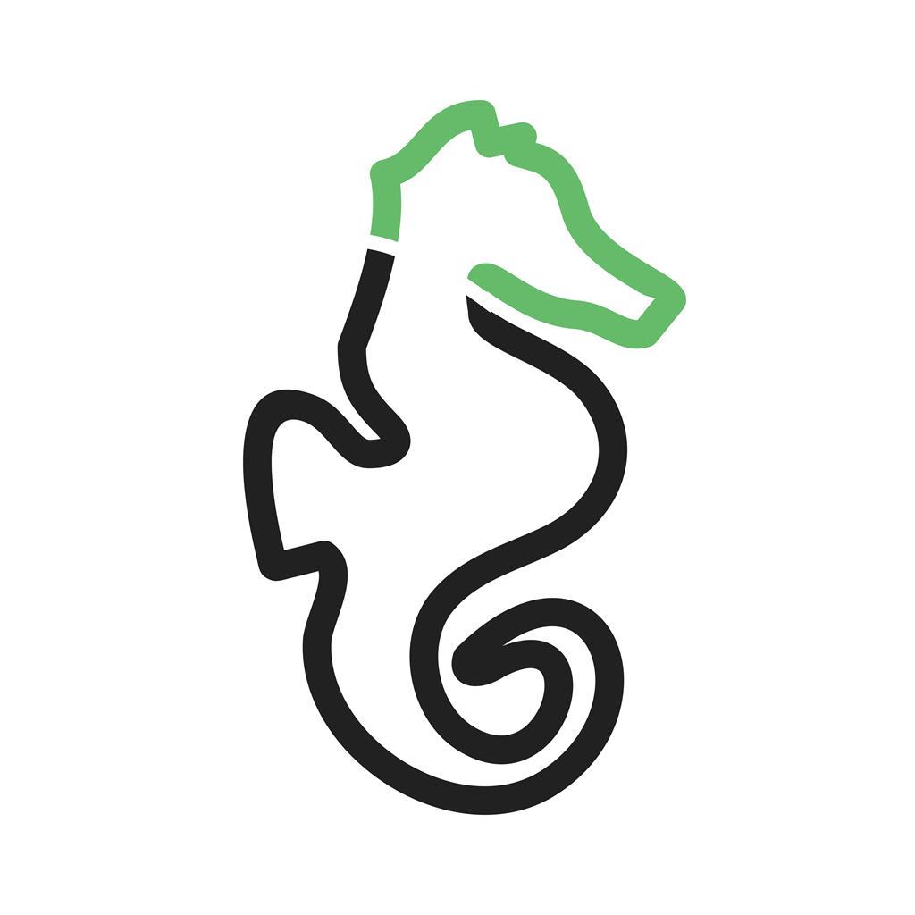Seahorse Line Green Black Icon - IconBunny