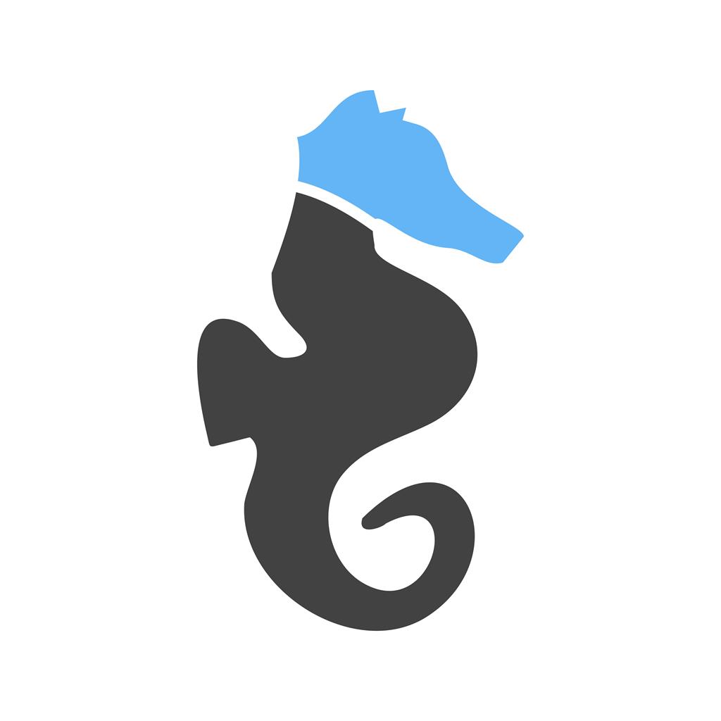 Seahorse Blue Black Icon - IconBunny