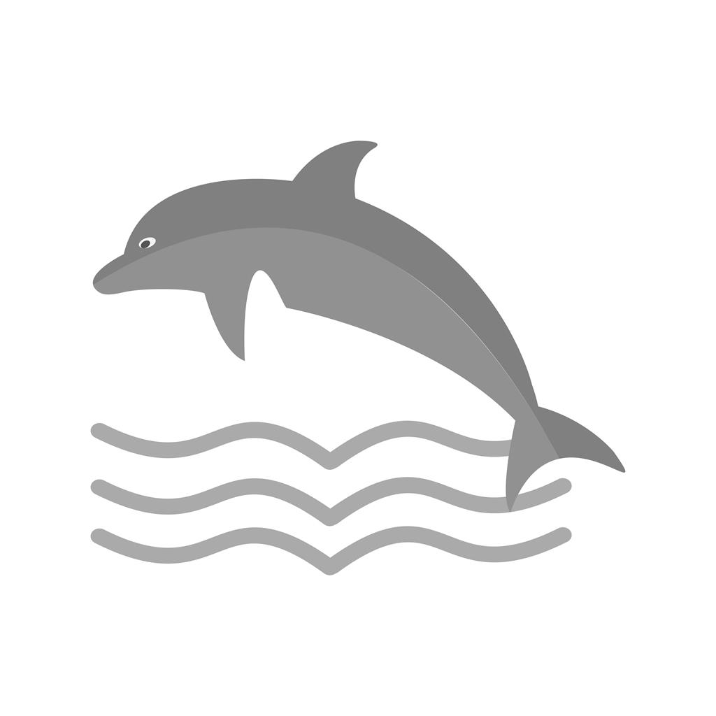 Dolphin Greyscale Icon - IconBunny
