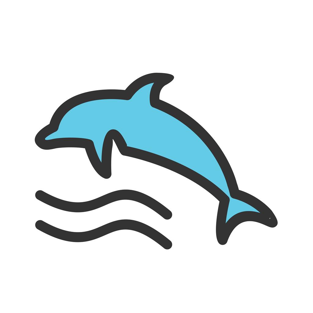 Dolphin Line Filled Icon - IconBunny