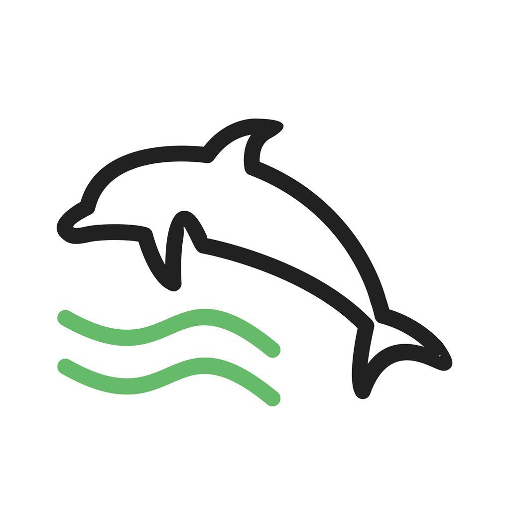Dolphin Line Green Black Icon - IconBunny
