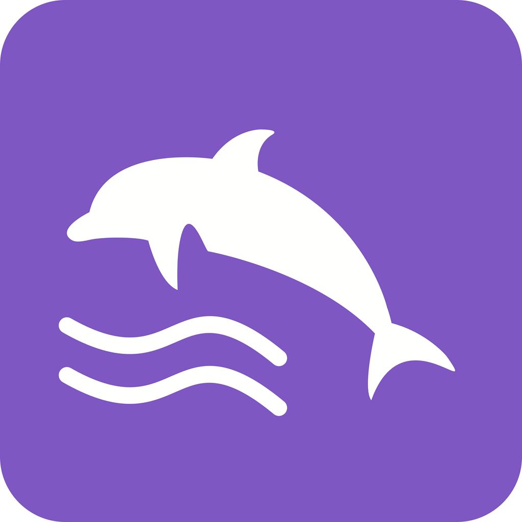 Dolphin Flat Round Corner Icon - IconBunny