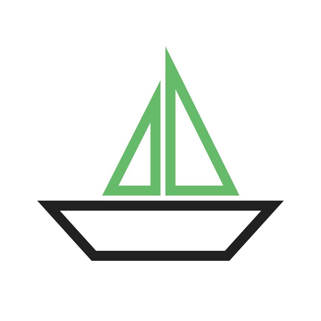 Boat Line Green Black Icon - IconBunny