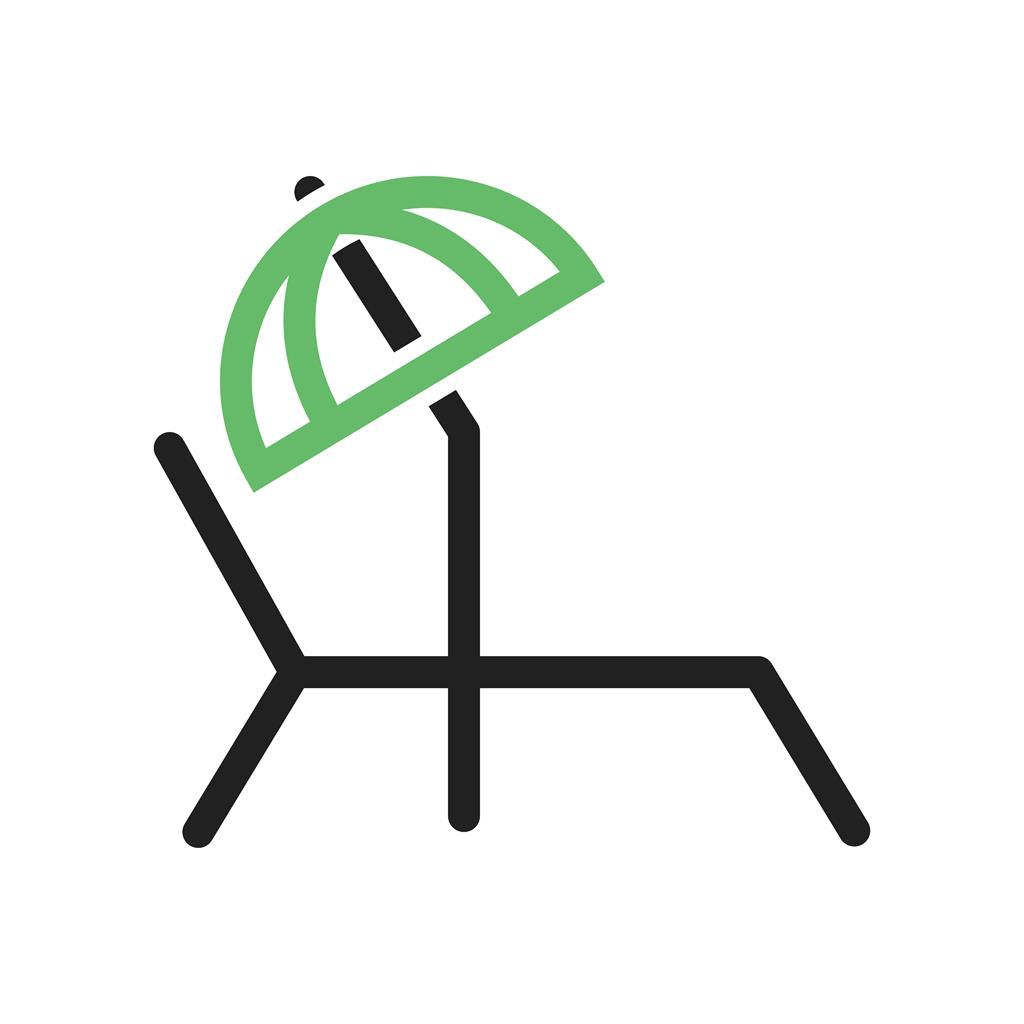 Sunbathing Chair Line Green Black Icon - IconBunny