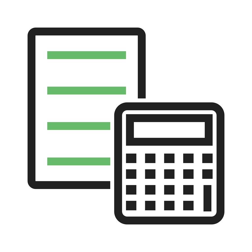 Documented Calculation Line Green Black Icon - IconBunny