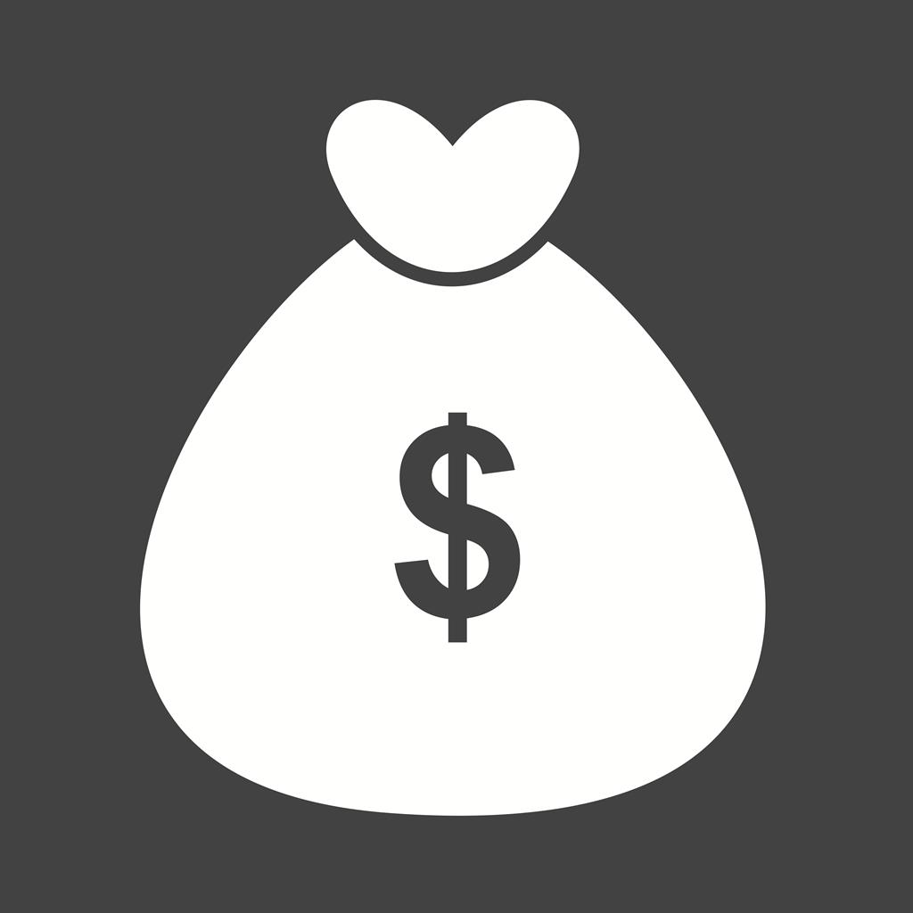 Money Bag III Glyph Inverted Icon - IconBunny