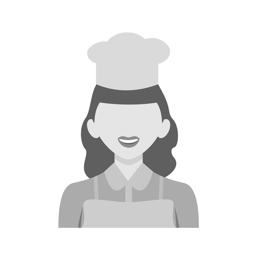 Chef Female Greyscale Icon - IconBunny