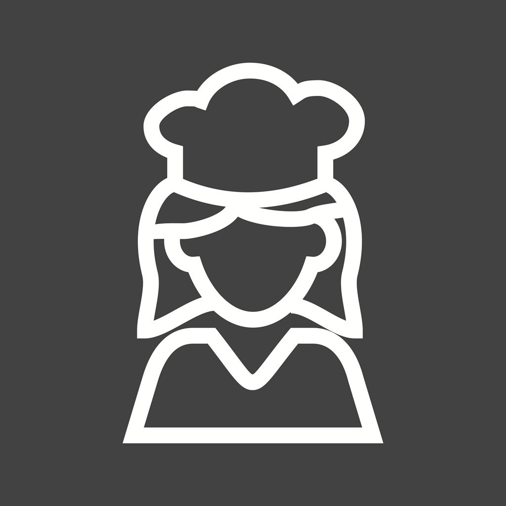 Chef Female Line Inverted Icon - IconBunny