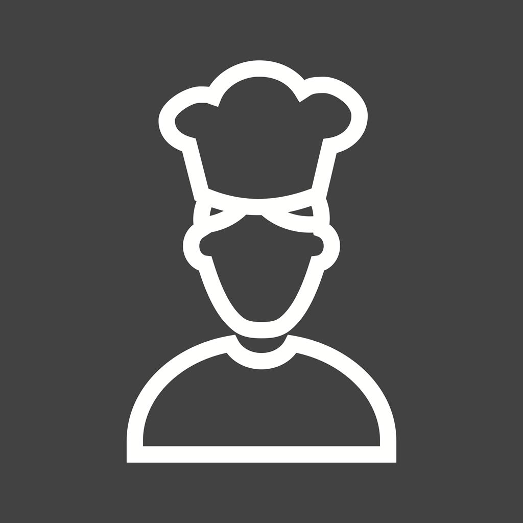 Chef Male Line Inverted Icon - IconBunny