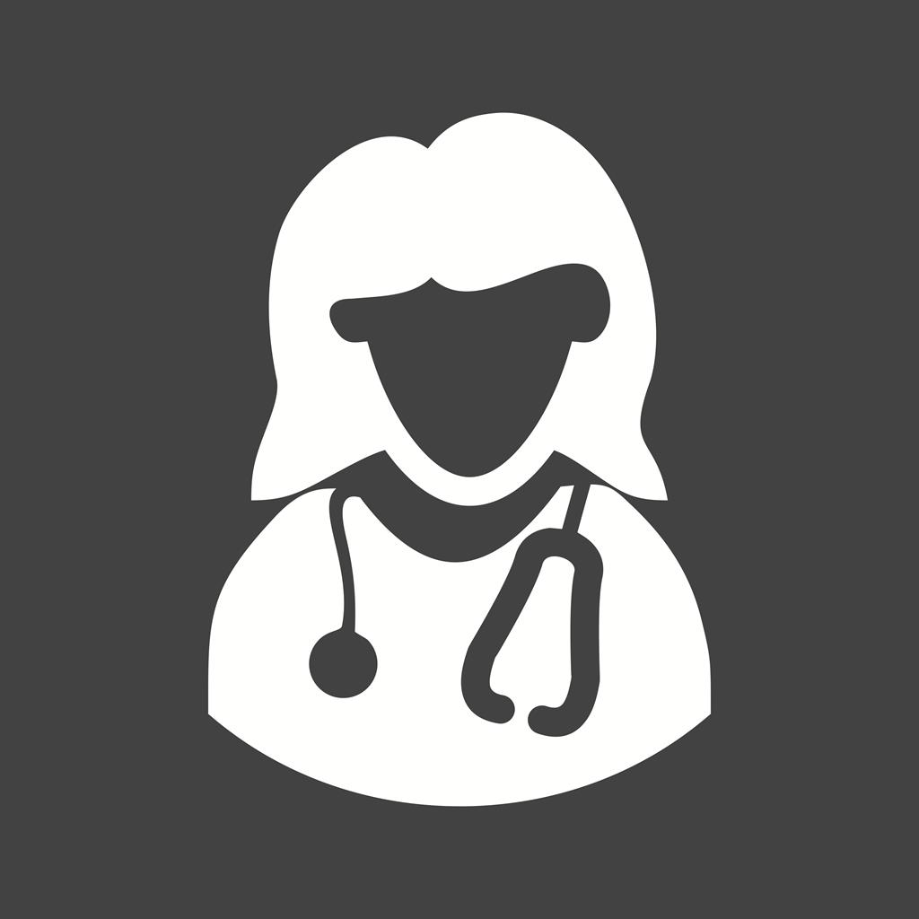 Doctor Female Glyph Inverted Icon - IconBunny
