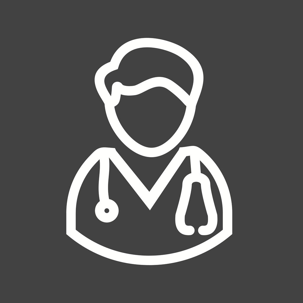 Doctor Male Line Inverted Icon - IconBunny