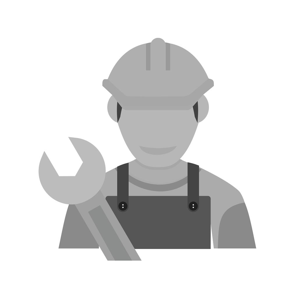 Mechanic Male Greyscale Icon - IconBunny