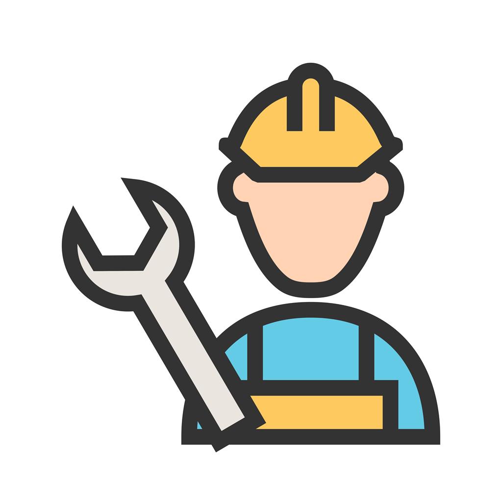 Mechanic Male Line Filled Icon - IconBunny