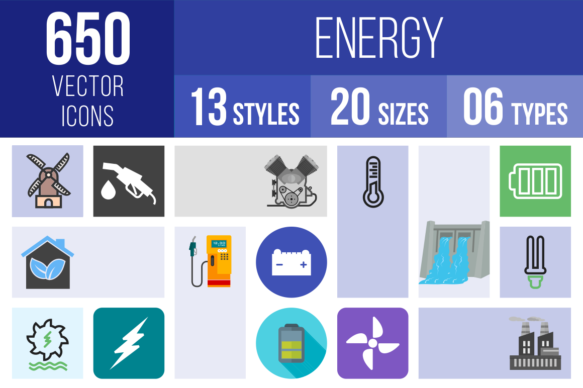 Energy Icons Bundle - Overview - IconBunny