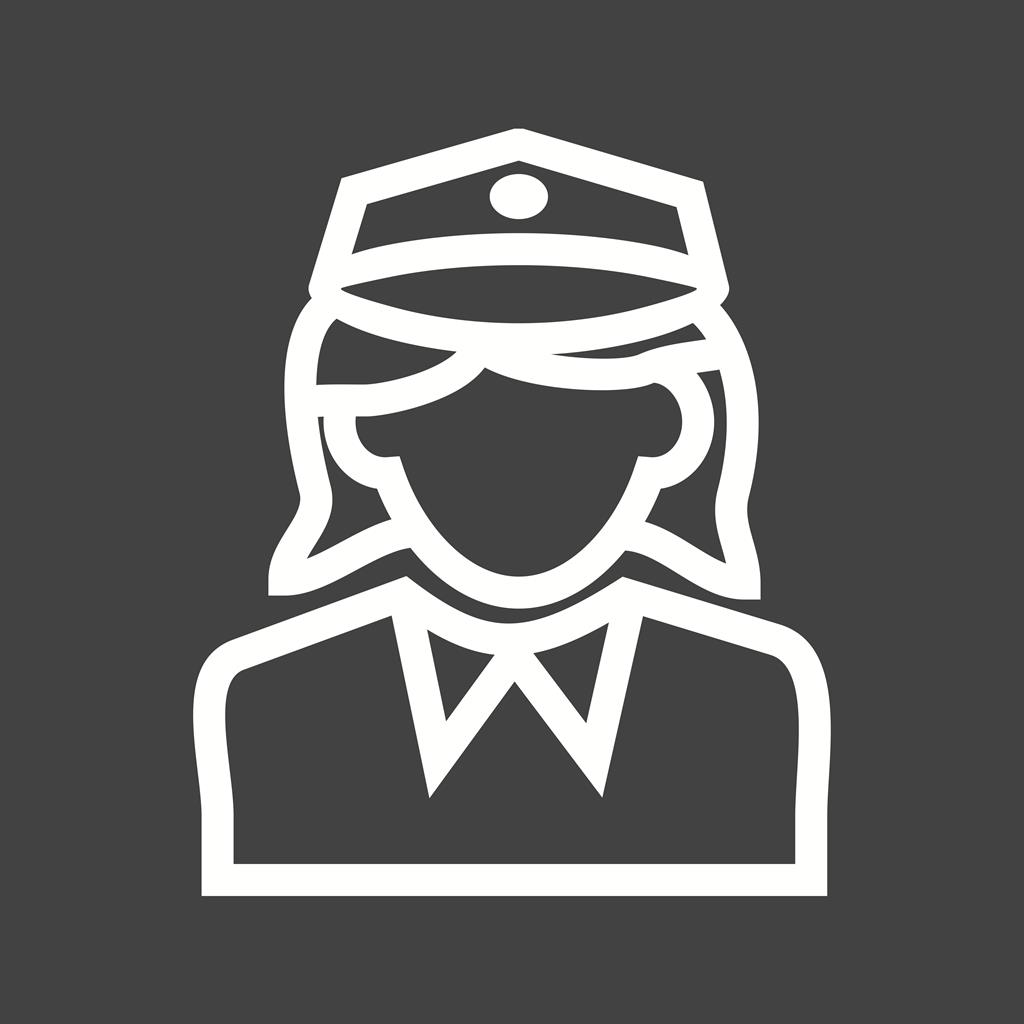 Police Woman Line Inverted Icon - IconBunny