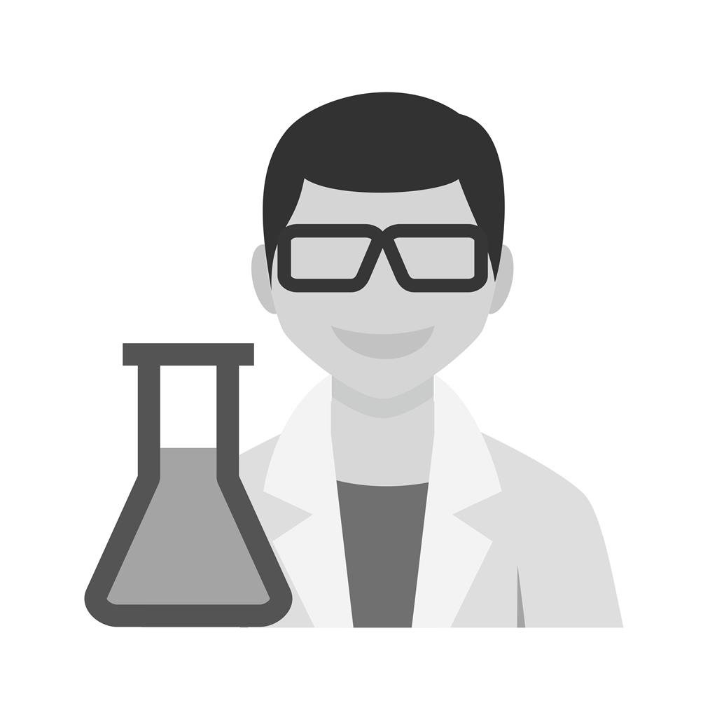 Scientist Greyscale Icon - IconBunny