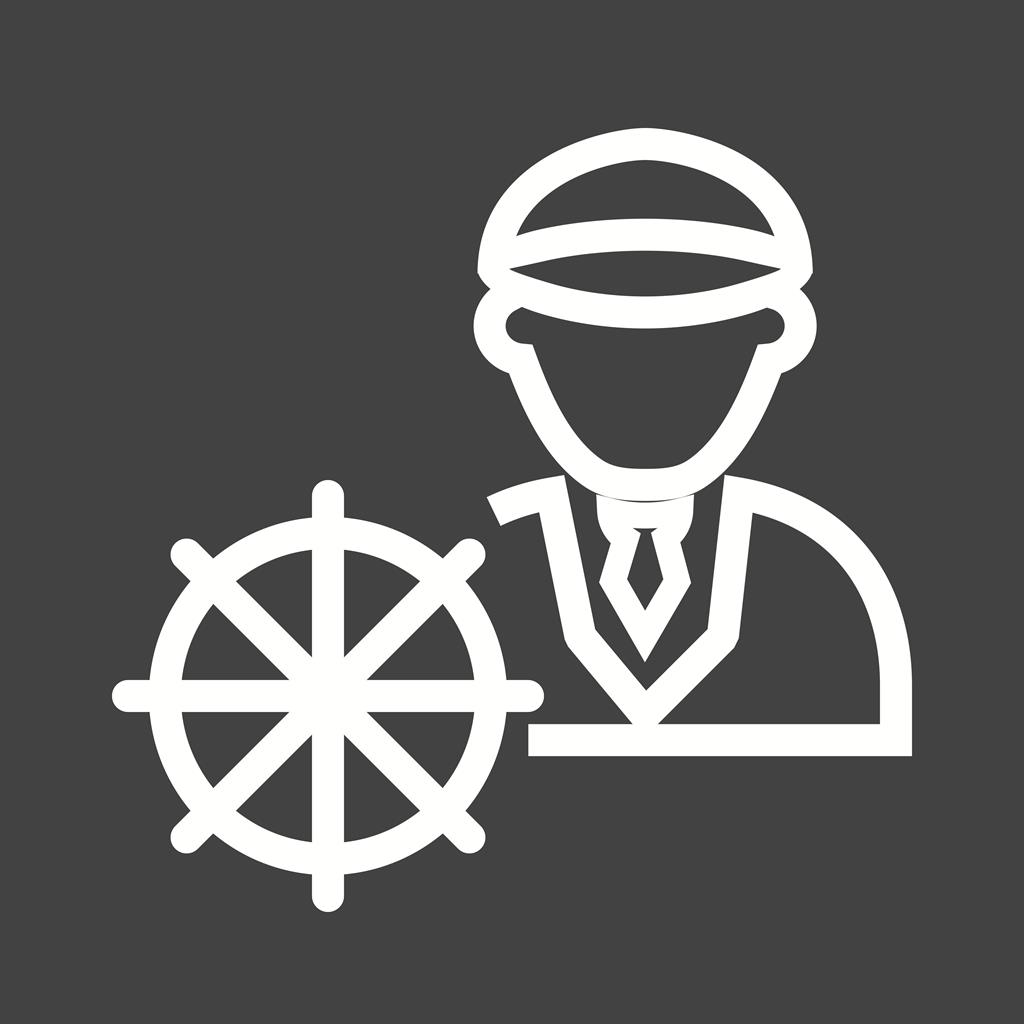 Ship Captain Line Inverted Icon - IconBunny