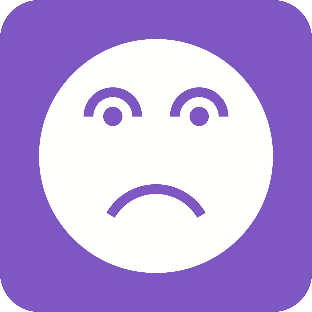 Disappointed Flat Round Corner Icon - IconBunny