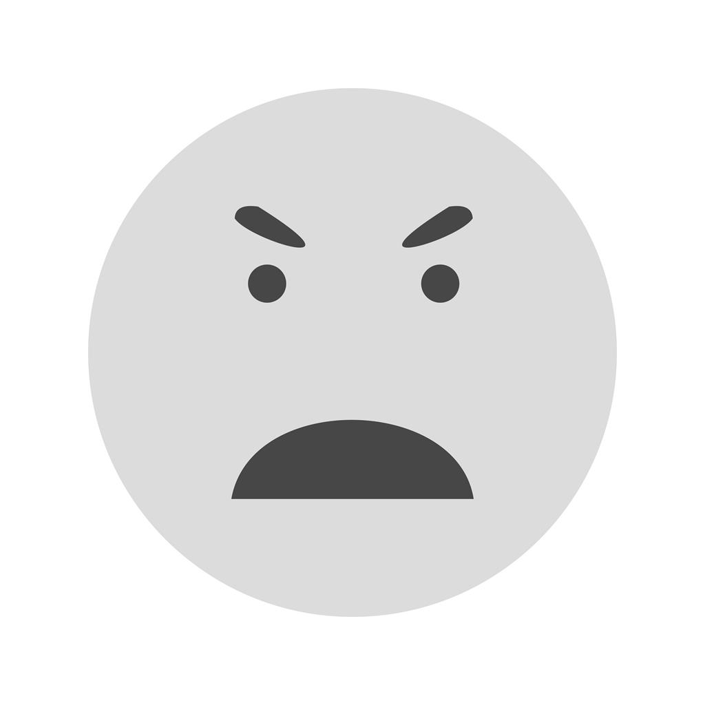 Angry Face Greyscale Icon - IconBunny