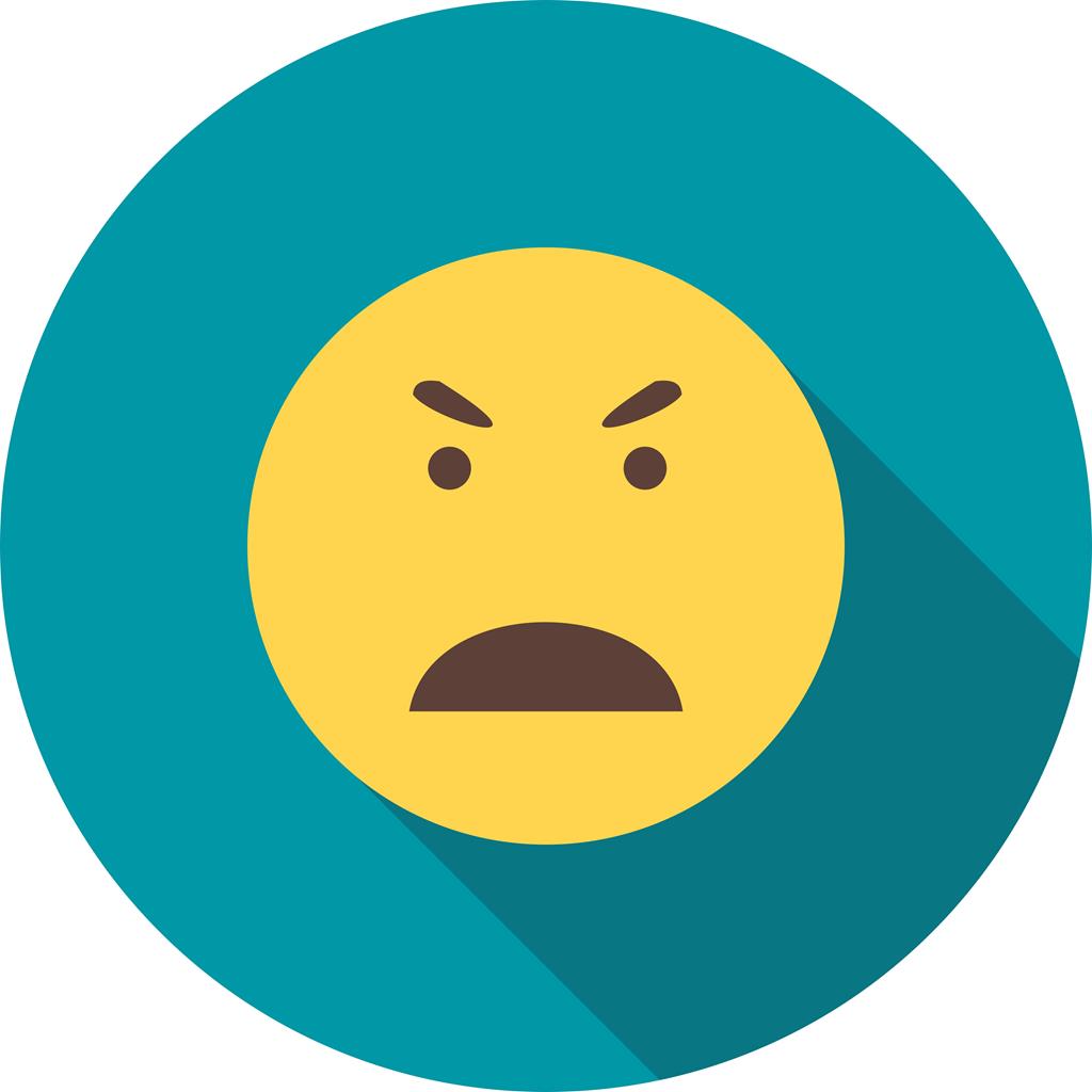 Angry Face Flat Shadowed Icon - IconBunny