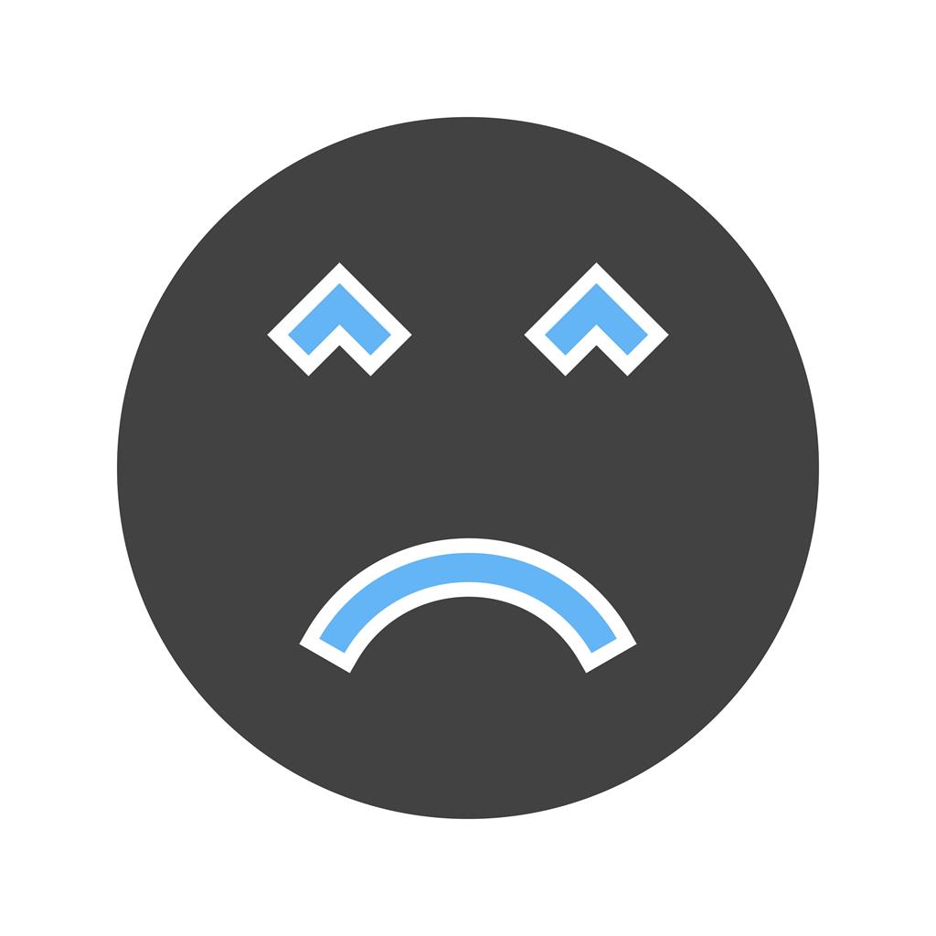 Angry Face Blue Black Icon - IconBunny