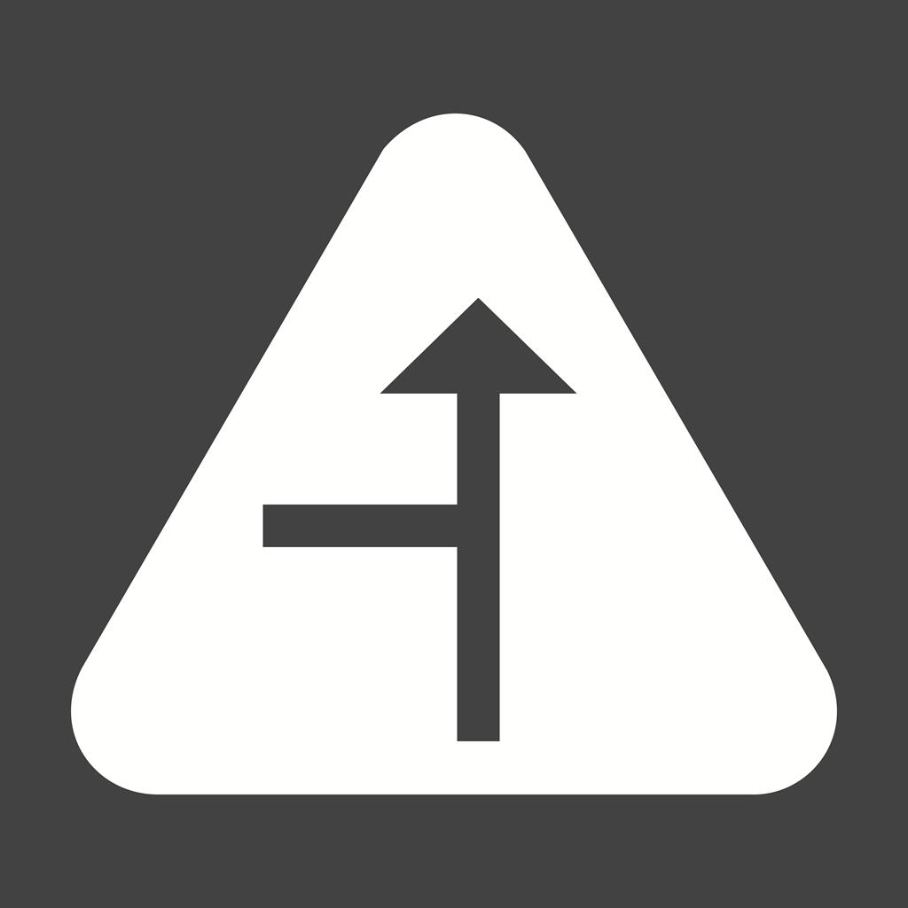 Side road Left Glyph Inverted Icon - IconBunny