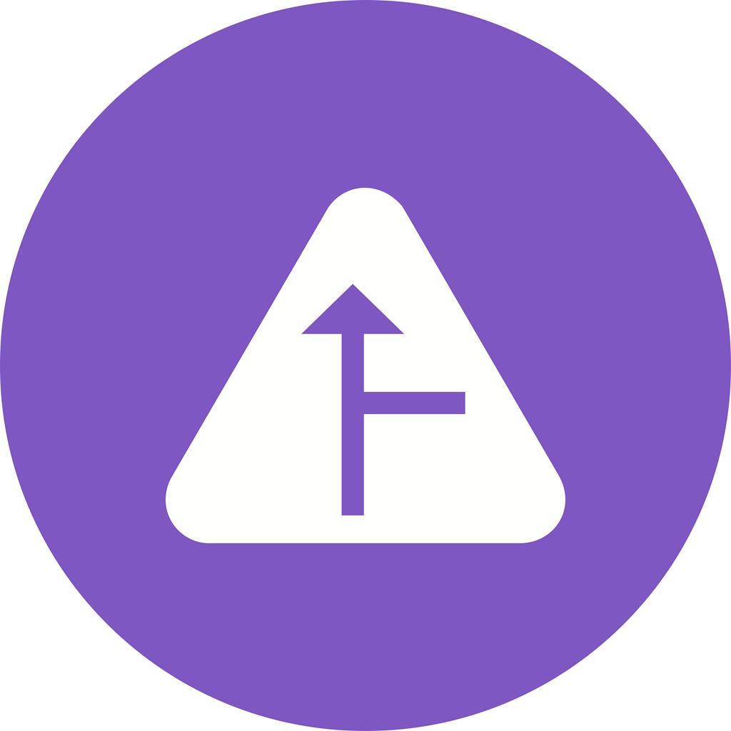 Side road Right Flat Round Icon - IconBunny