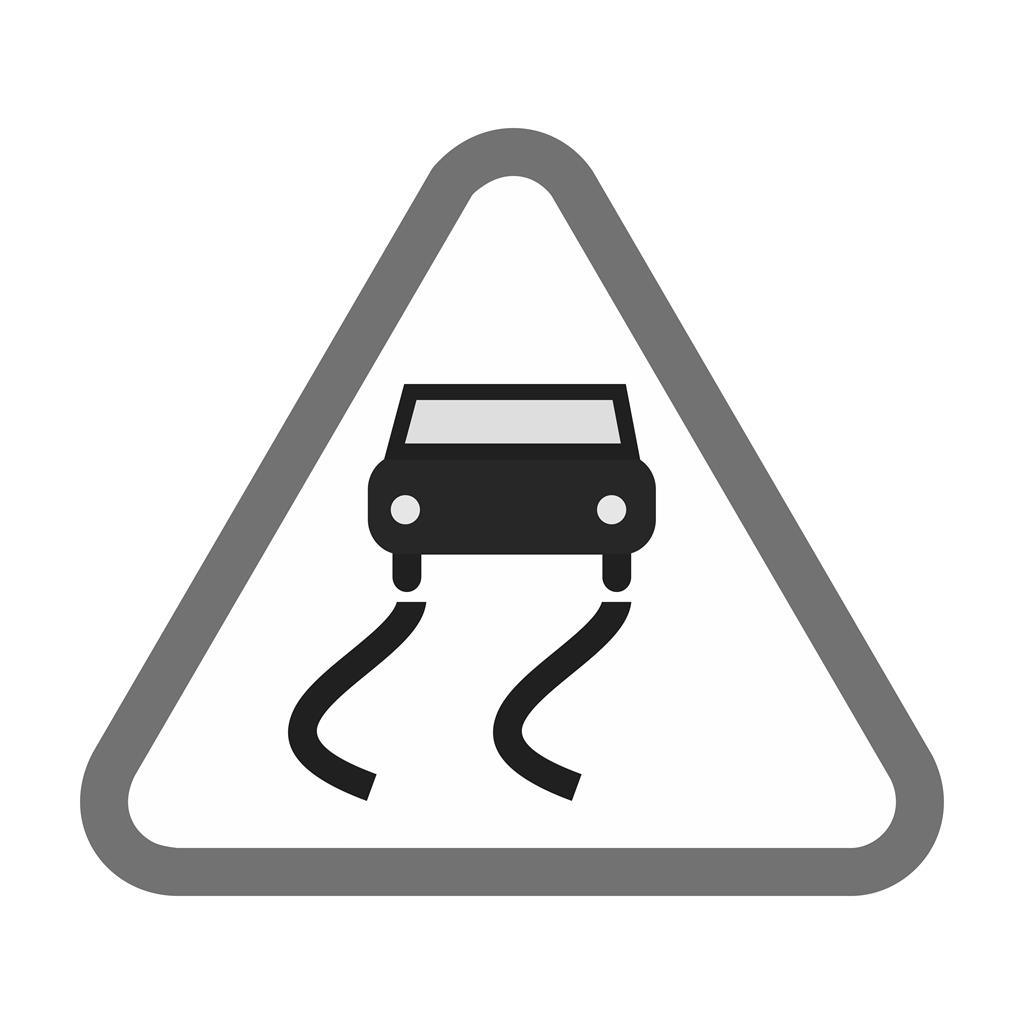 Slippery road Greyscale Icon - IconBunny