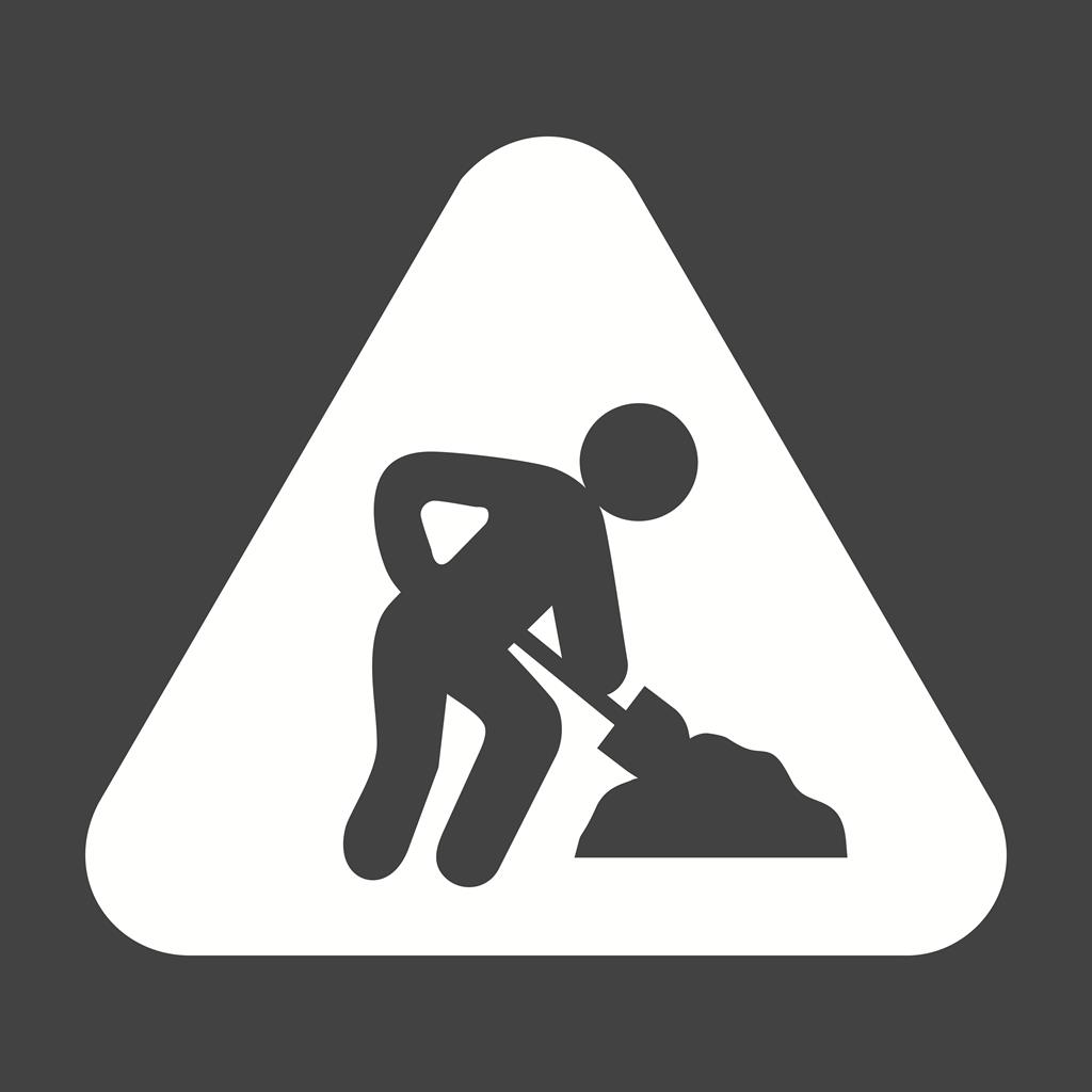 Construction sign Glyph Inverted Icon - IconBunny