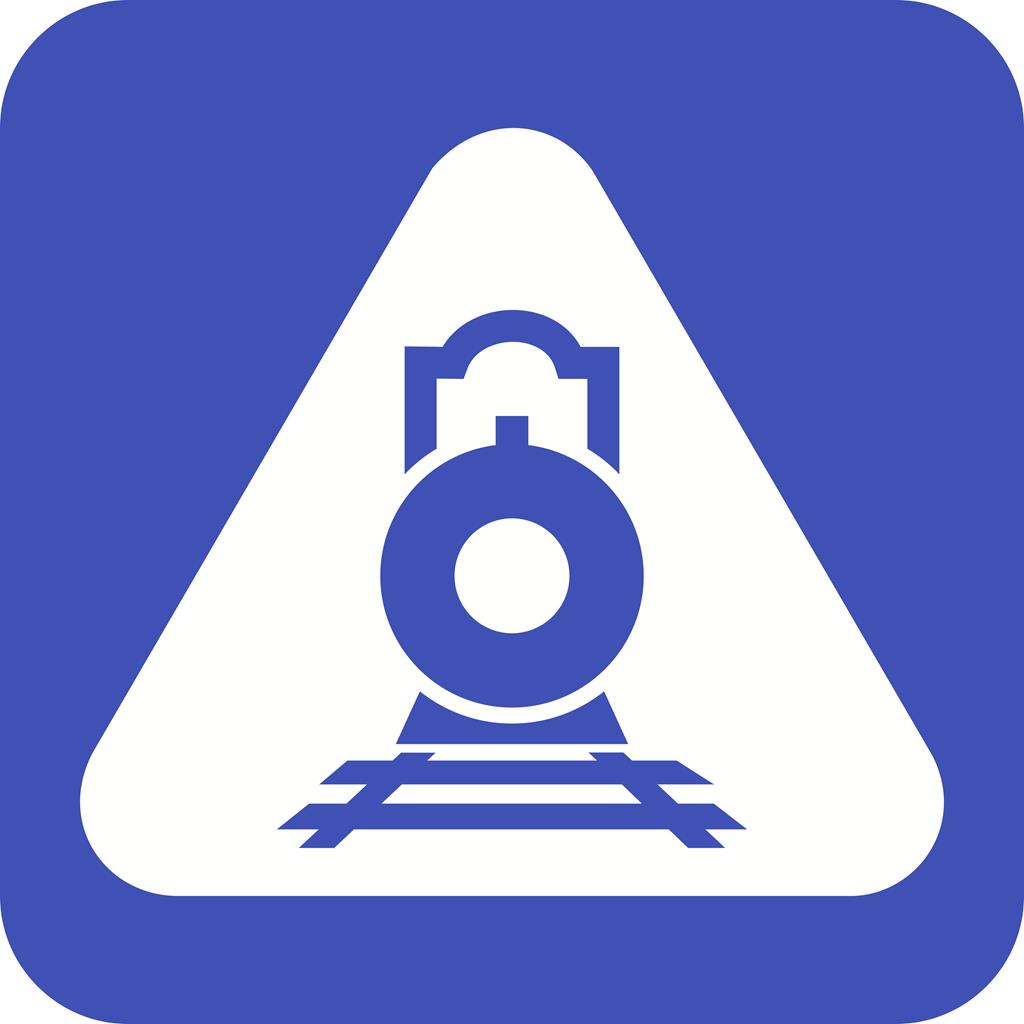 Railway sign Flat Round Corner Icon - IconBunny