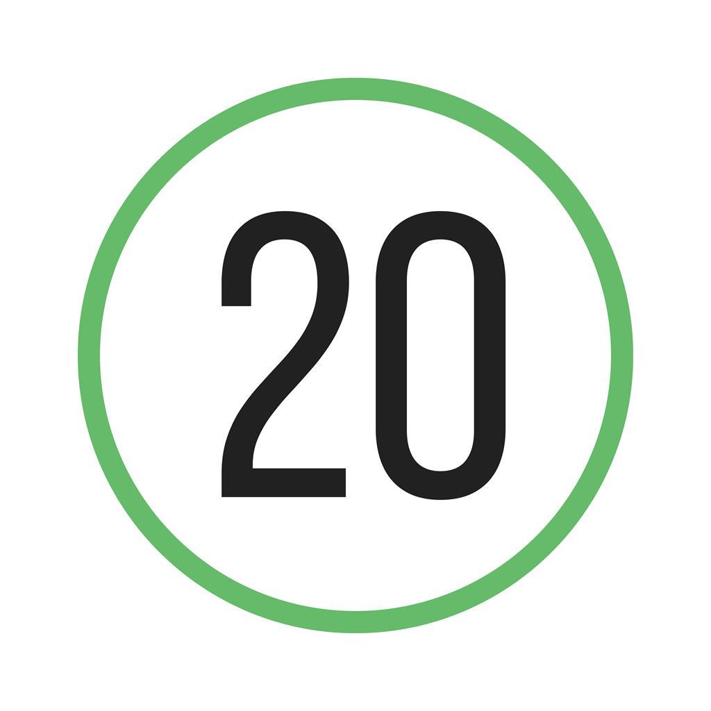 Speed limit 20 Line Green Black Icon - IconBunny