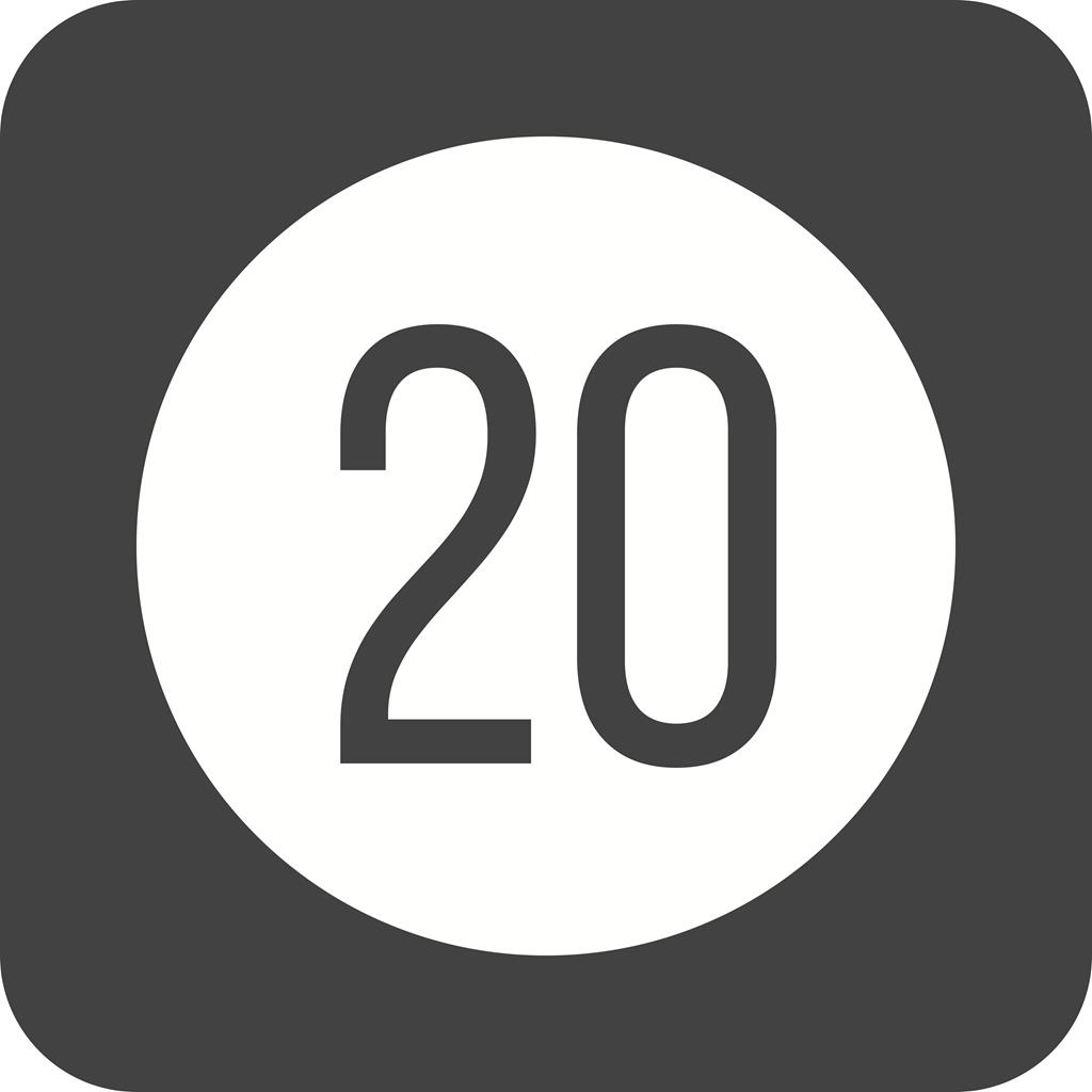 Speed limit 20 Flat Round Corner Icon - IconBunny