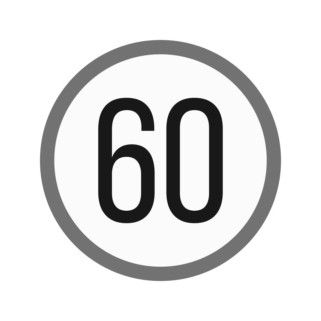 Speed limit 60 Greyscale Icon - IconBunny