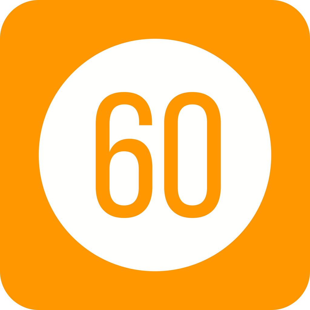 Speed limit 60 Flat Round Corner Icon - IconBunny