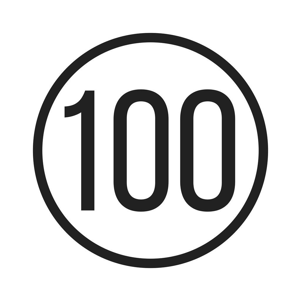 Speed limit 100 Line Icon - IconBunny