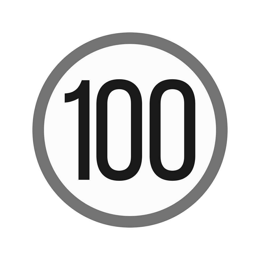 Speed limit 100 Greyscale Icon - IconBunny