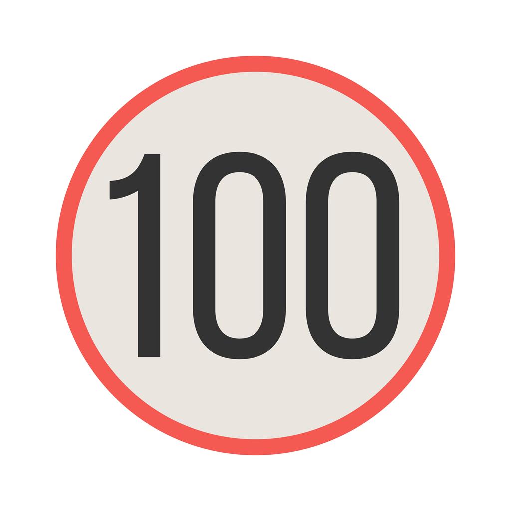 Speed limit 100 Line Filled Icon - IconBunny