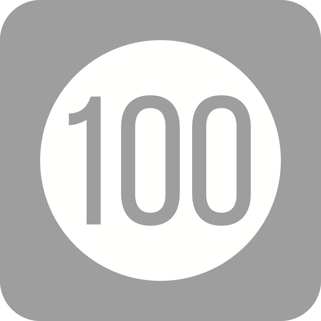 Speed limit 100 Flat Round Corner Icon - IconBunny