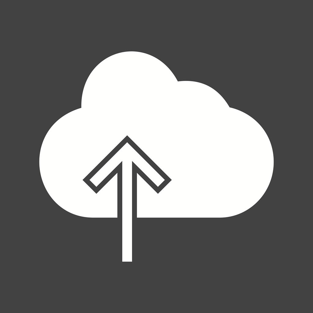Cloud with upward arrow Glyph Inverted Icon - IconBunny