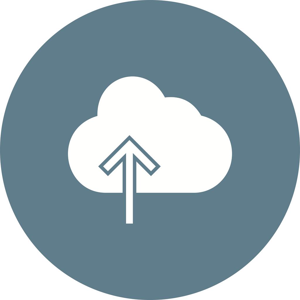 Cloud with upward arrow Flat Round Icon - IconBunny