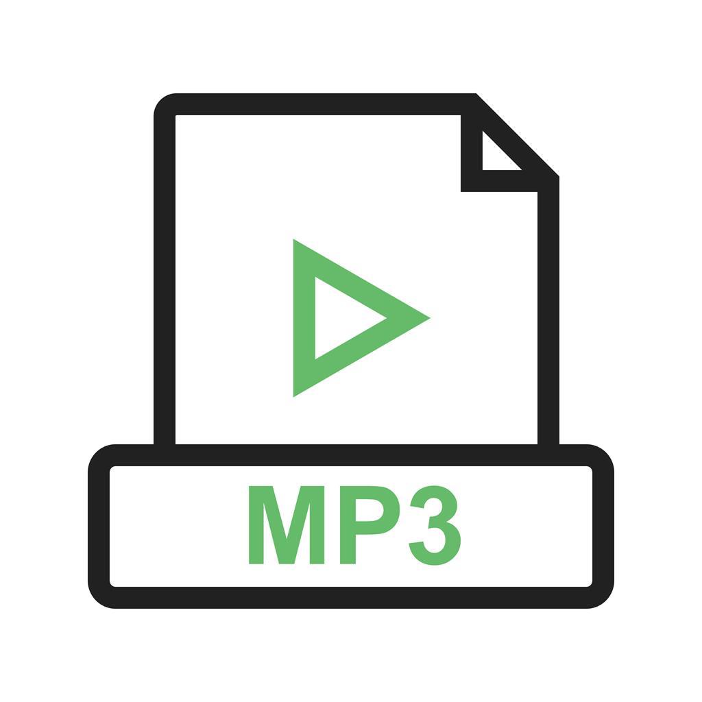 MP3 Line Green Black Icon - IconBunny