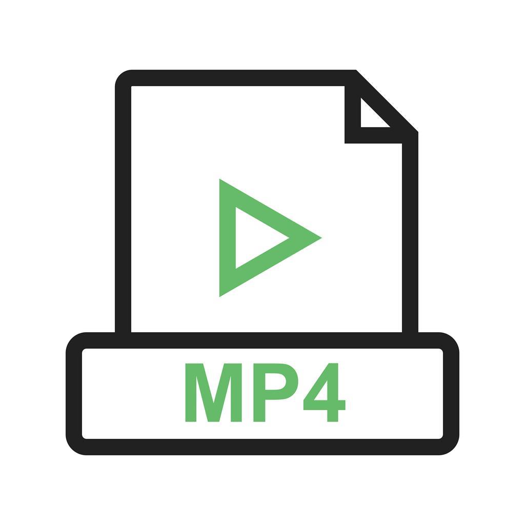 MP4 Line Green Black Icon - IconBunny
