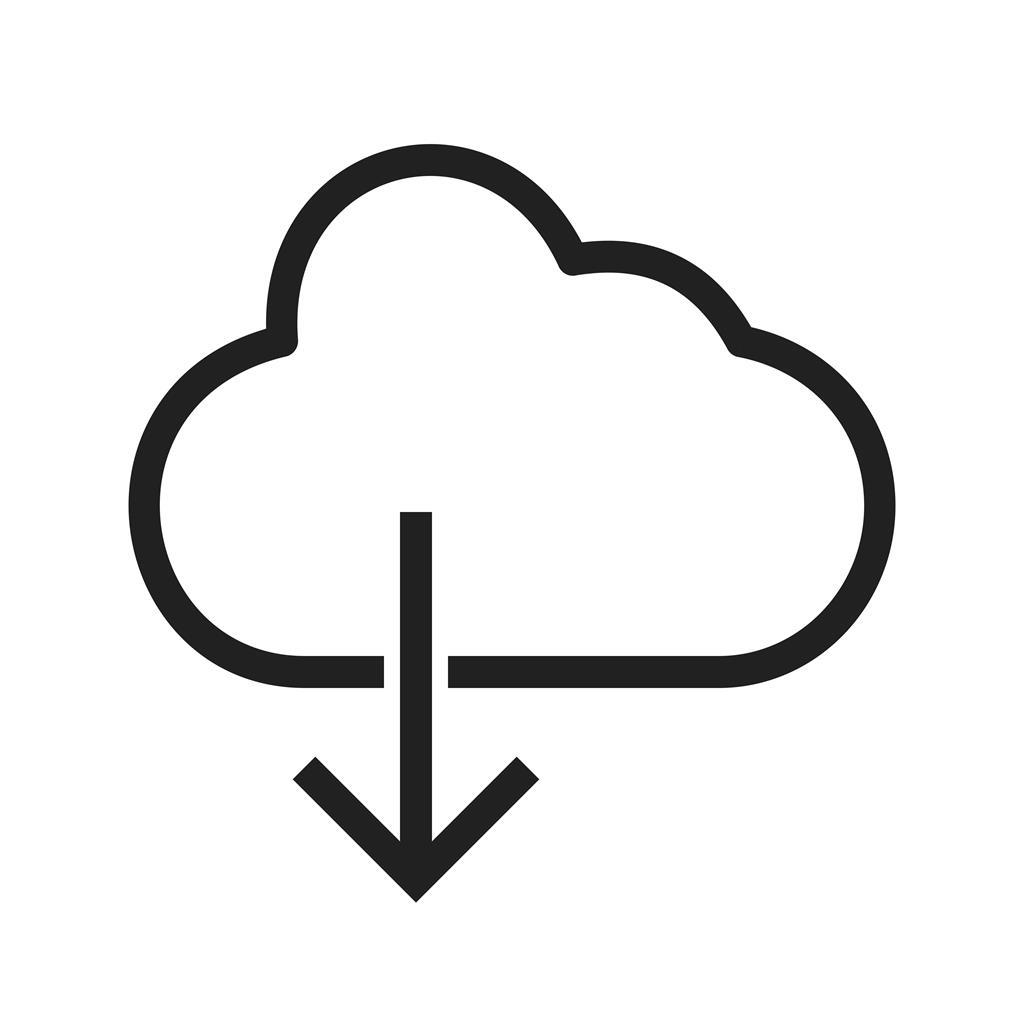 Cloud with downward arrow Line Icon - IconBunny