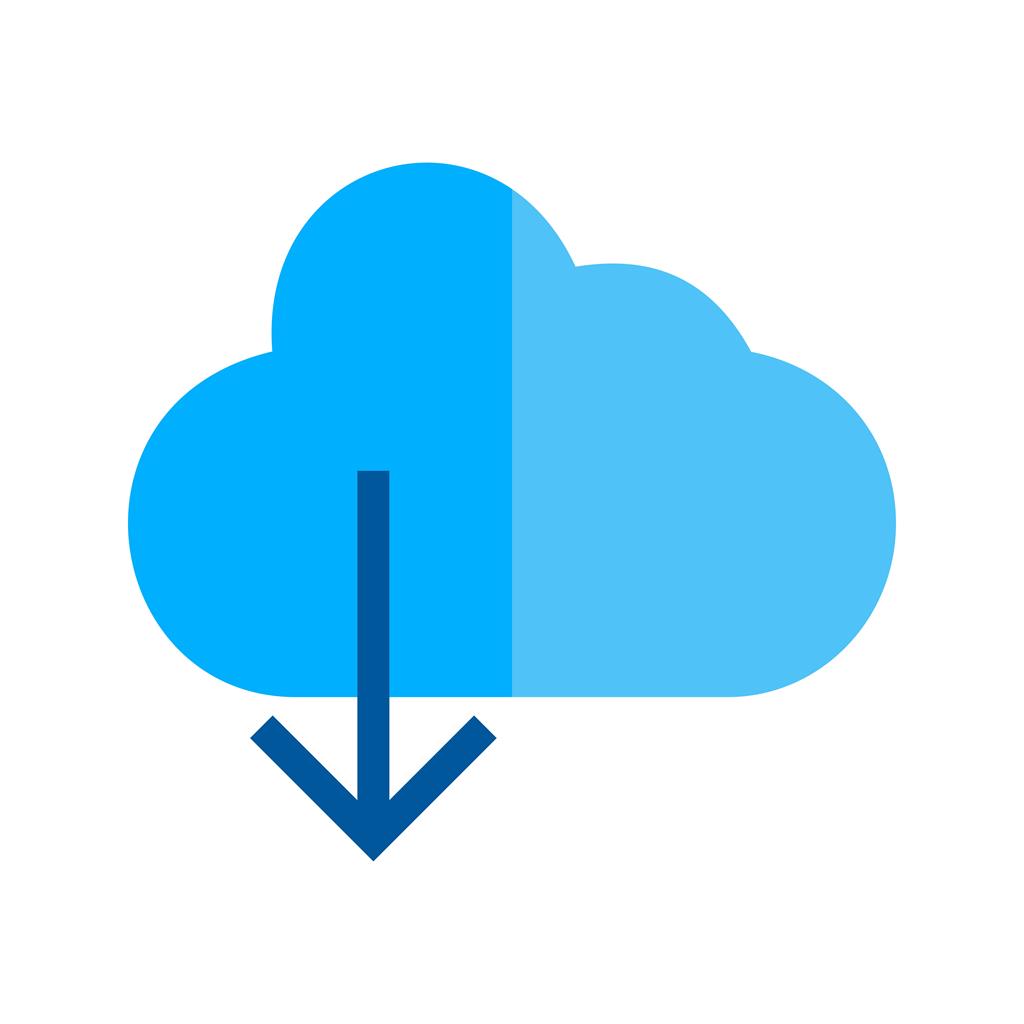 Cloud with downward arrow Flat Multicolor Icon - IconBunny