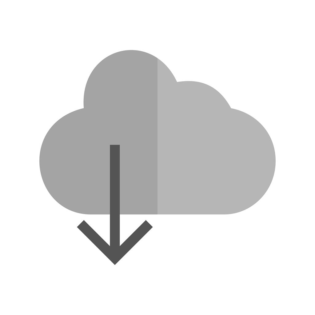 Cloud with downward arrow Greyscale Icon - IconBunny