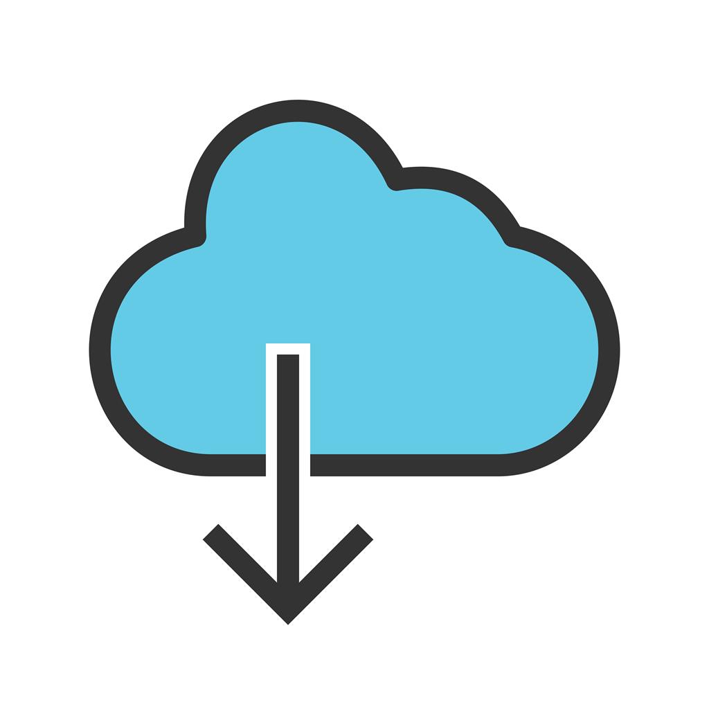 Cloud with downward arrow Line Filled Icon - IconBunny