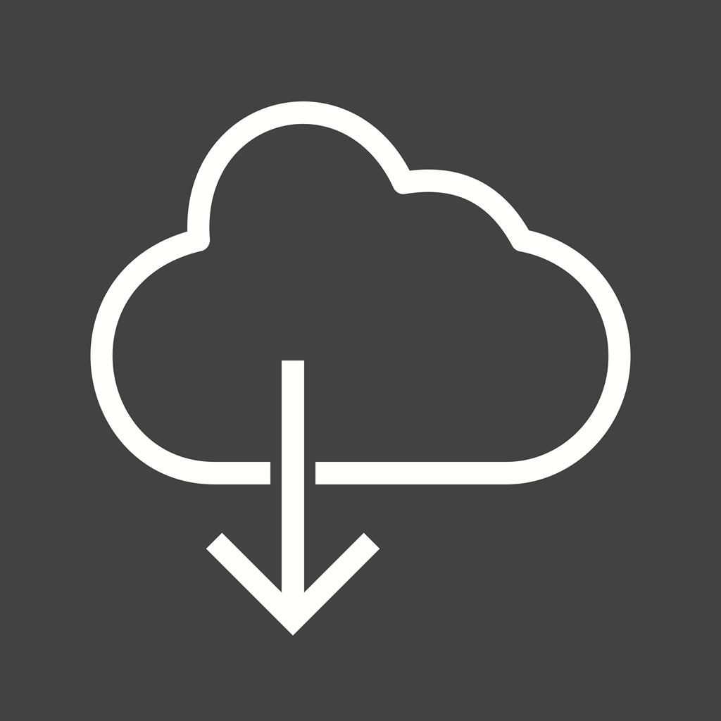 Cloud with downward arrow Line Inverted Icon - IconBunny