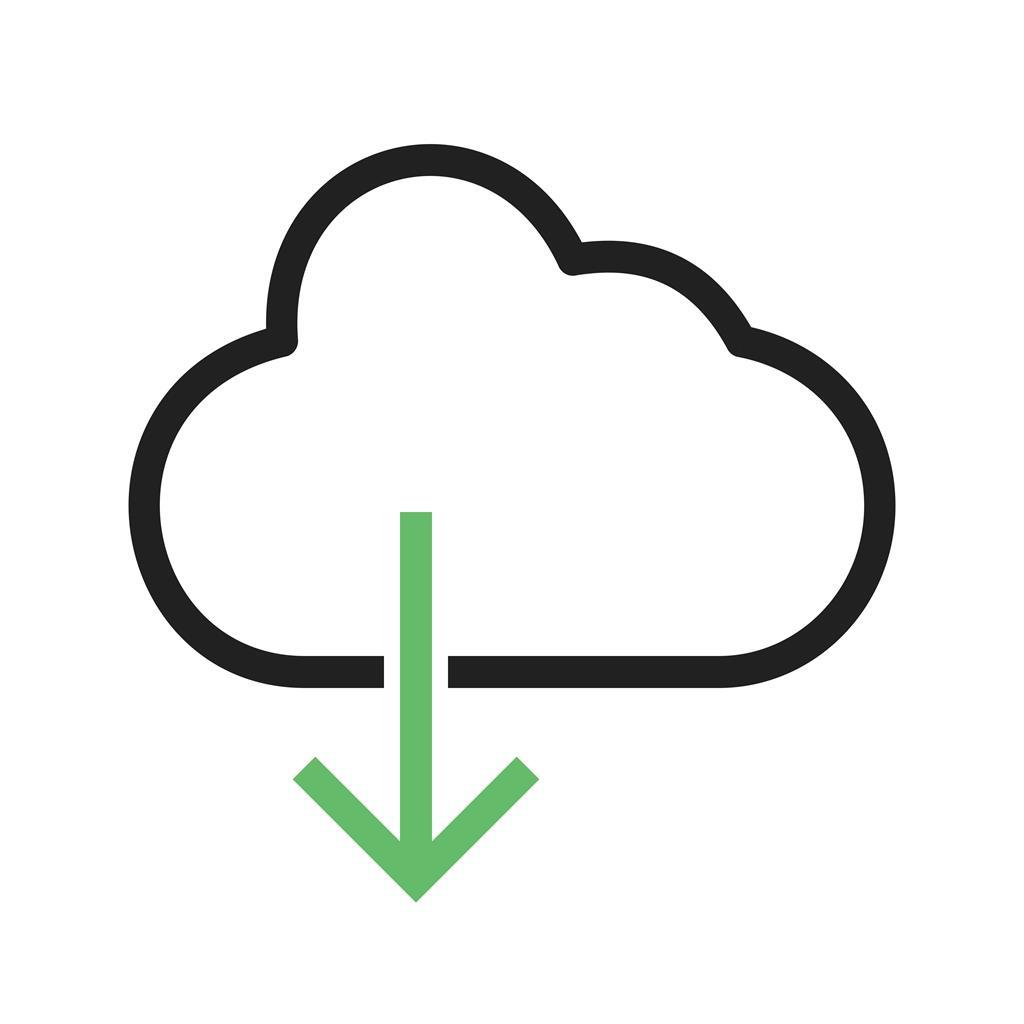 Cloud with downward arrow Line Green Black Icon - IconBunny