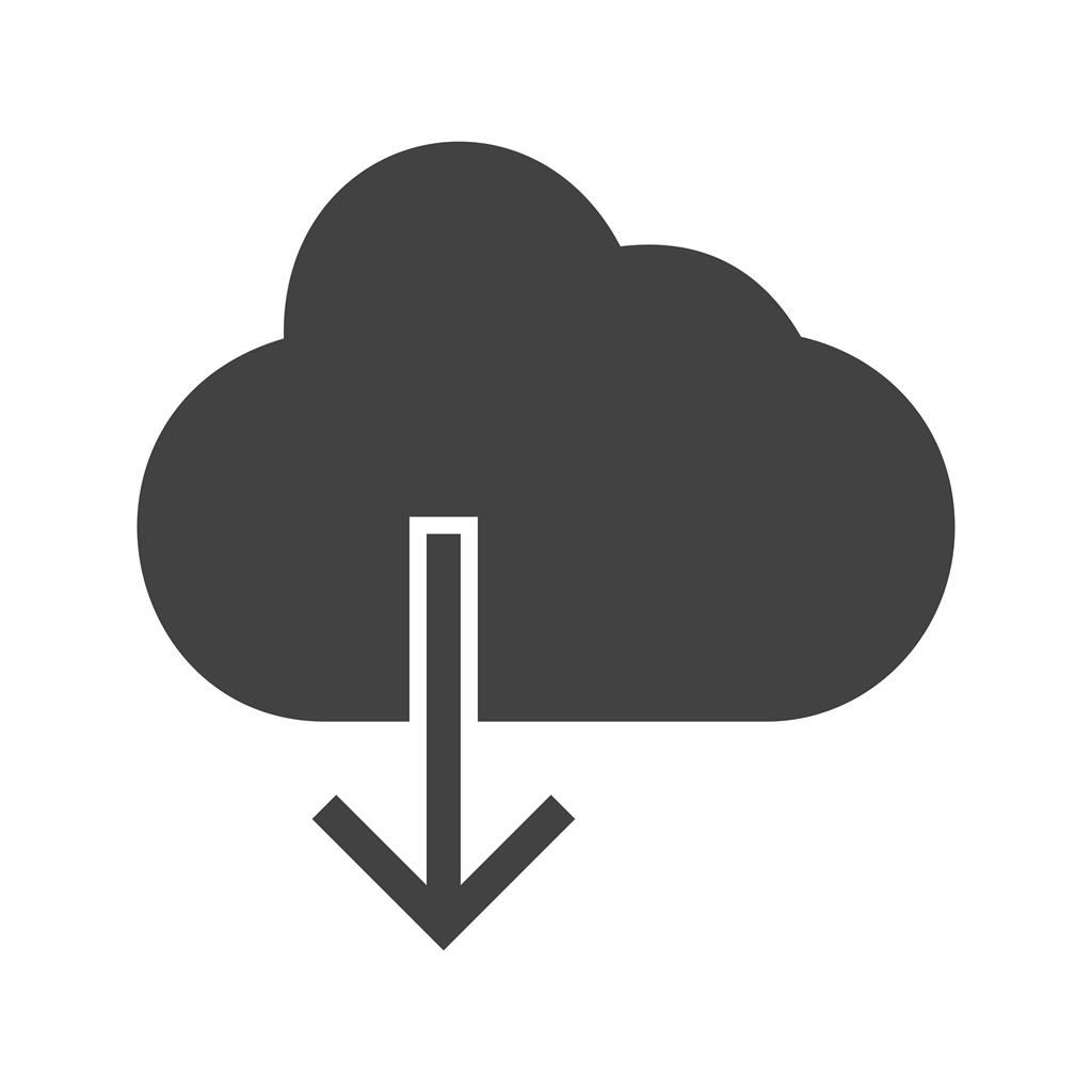 Cloud with downward arrow Glyph Icon - IconBunny